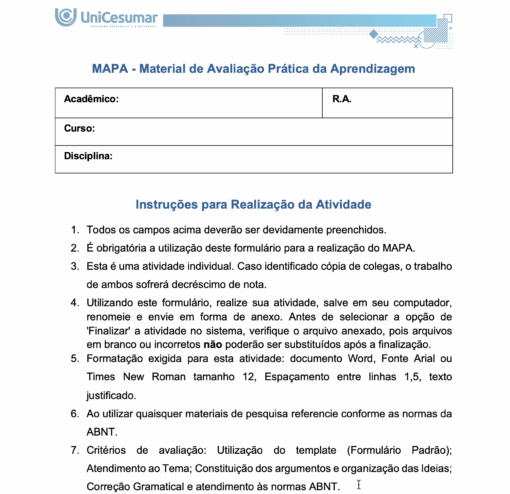 MAPA - Material de Avaliação Prática de Aprendizagem