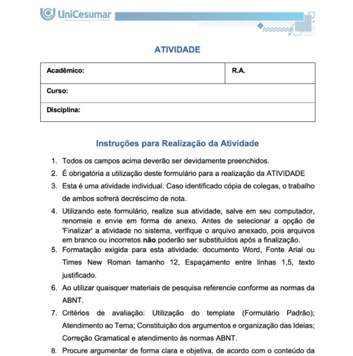 Atividade Unicesumar